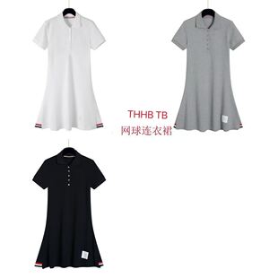 【赠运费险】THHB TB夏季针织朱地棉连衣裙翻领Polo领网球连身裙