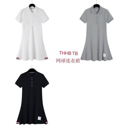 TB夏季针织朱地棉翻领网球连衣裙