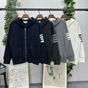 THHB TB华夫卫衣外套纯棉宽松休闲男女四杠色织拉链连帽上衣长裤