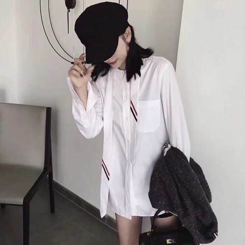 TB白色府绸薄款高品质领带衬衣