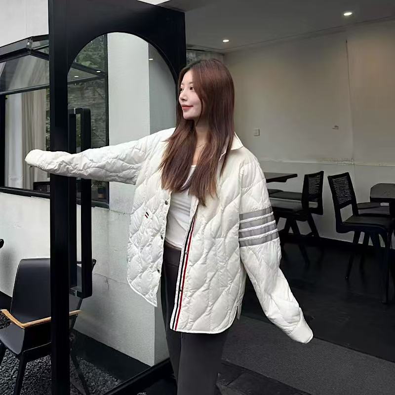 TB白鸭绒翻领四道杠宽松羽绒服