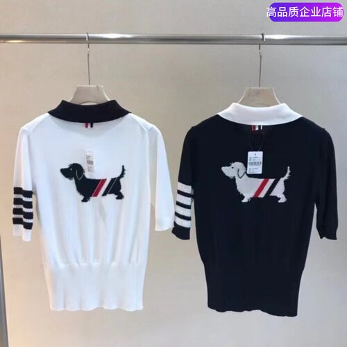 TB四杠短袖小狗polo衫针织T恤