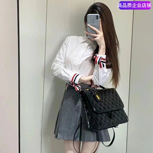 THHB TB女士袖口蝴蝶结织带白色通勤衬衣修身百搭衬衫四季款