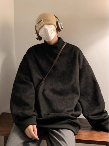 特大码300斤半高领麂皮绒打底衫