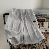 宽松运动速干休闲五分裤 男女夏季 ins潮 300斤波浪纹冰丝短裤 特大码