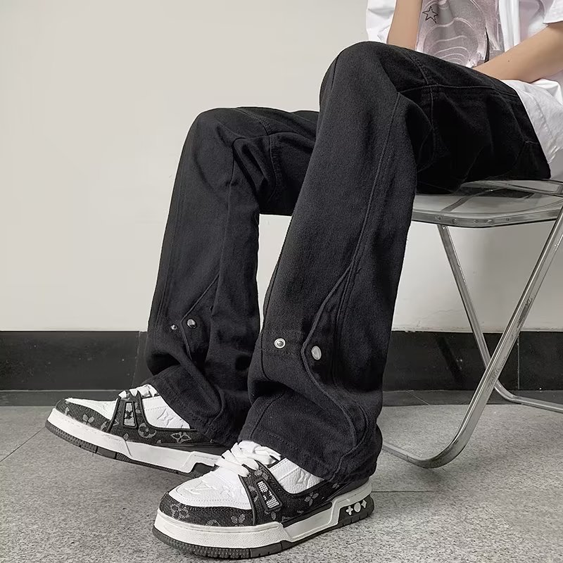 大码300斤高街vibe风排扣牛仔裤