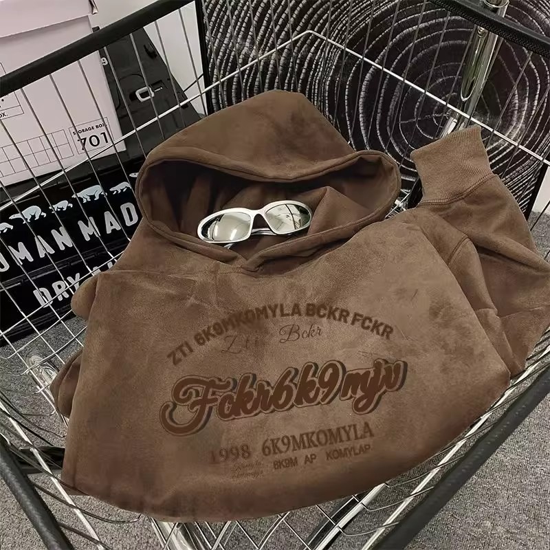 加大码300斤麂皮绒连帽卫衣男