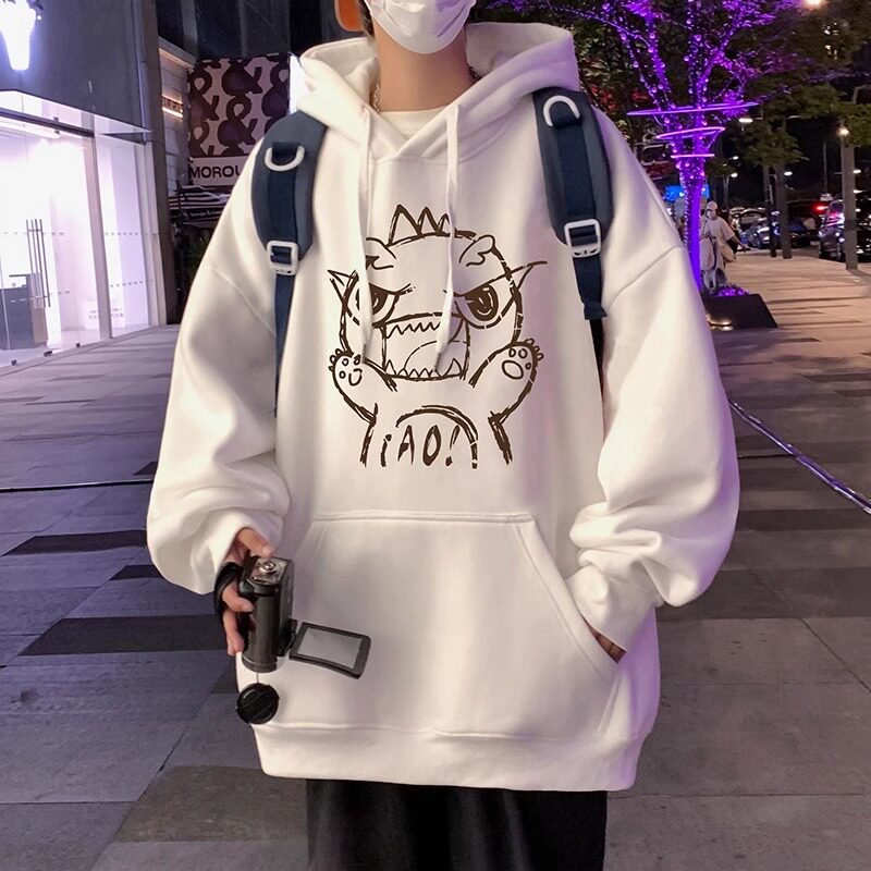 特大码300斤港风chic潮牌卫衣男春秋慵懒风帽衫男生宽松连帽外套2