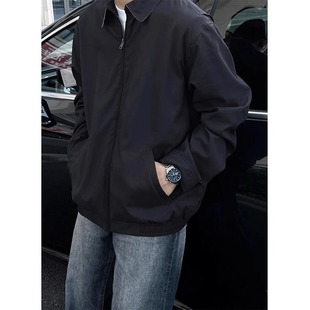 特大码300斤cleanfit黑色行政夹克春秋季男装外套翻领美式棒球服2