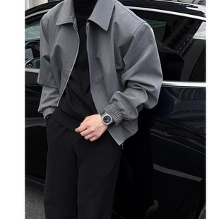 特大码300斤cleanfit灰色短款外套男秋冬款美式正肩潮牌行政夹克2