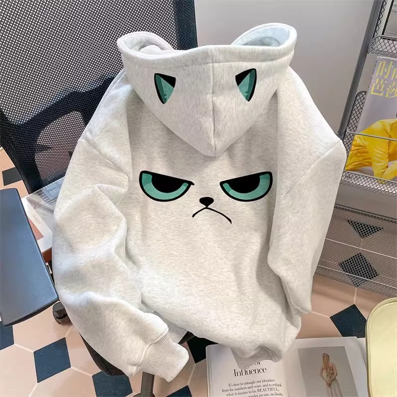 特大码300斤印花连帽卫衣男女