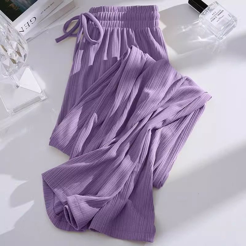 特大码300斤冰丝阔腿裤男女春秋夏薄款宽松慵懒风垂感2