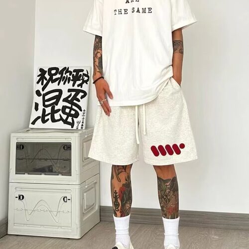 特大码300斤潮牌花灰色短裤男