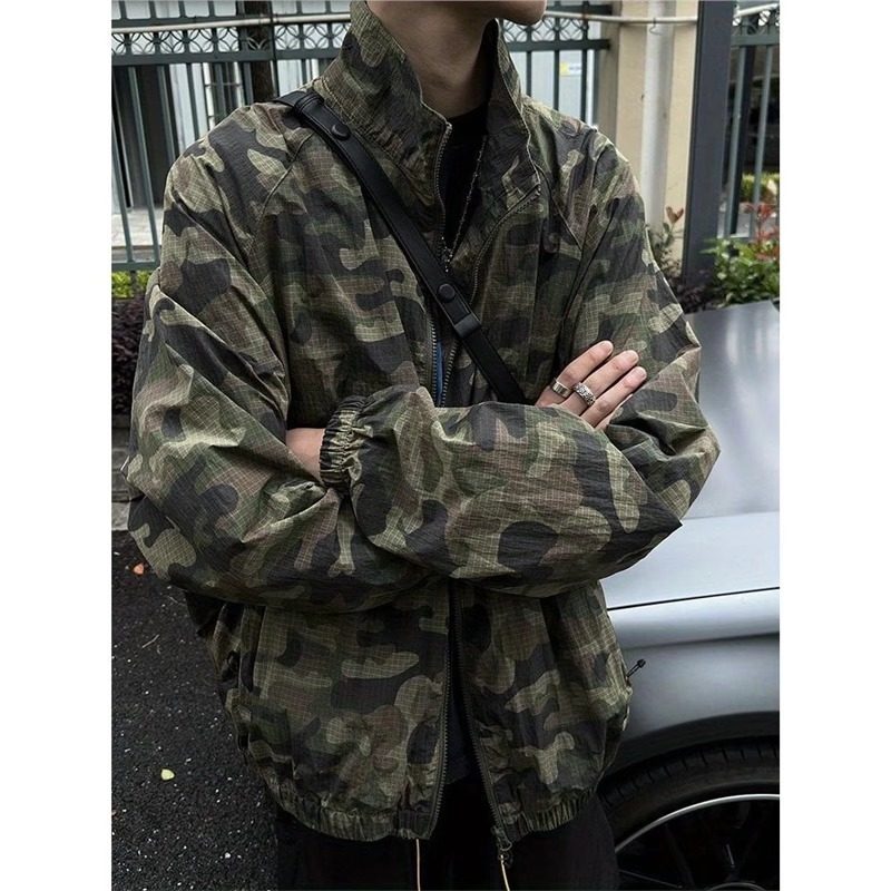 特大码300斤运动迷彩防晒衣外套男春秋薄款高级感痞帅冲锋衣夹克2