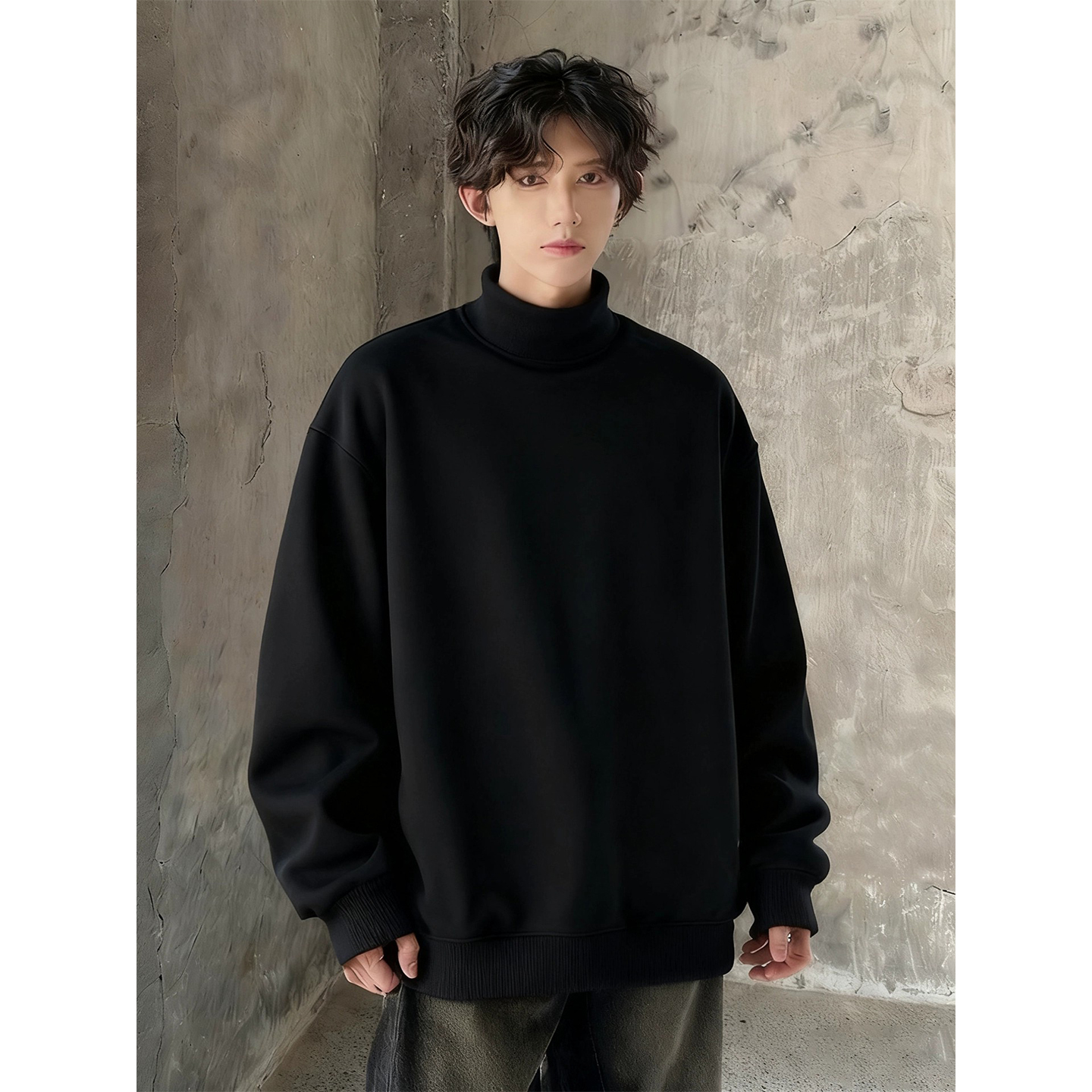 半高领德绒打底衫男冬季内搭t恤