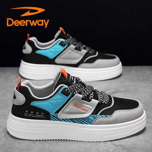 德尔惠男鞋2025秋季新款男士百搭防滑工作防水潮鞋子运动休闲板鞋