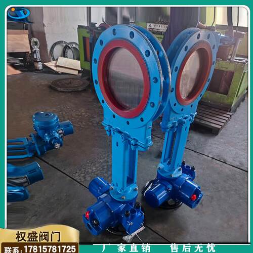 PZ973聚氨酯电动刀闸阀DN350耐磨灰渣浆液阀DN400电动矿浆插板阀