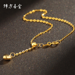 18K金项链女闪O字链心形调节锁骨链黄金玫瑰金白金毛衣链粗加长款