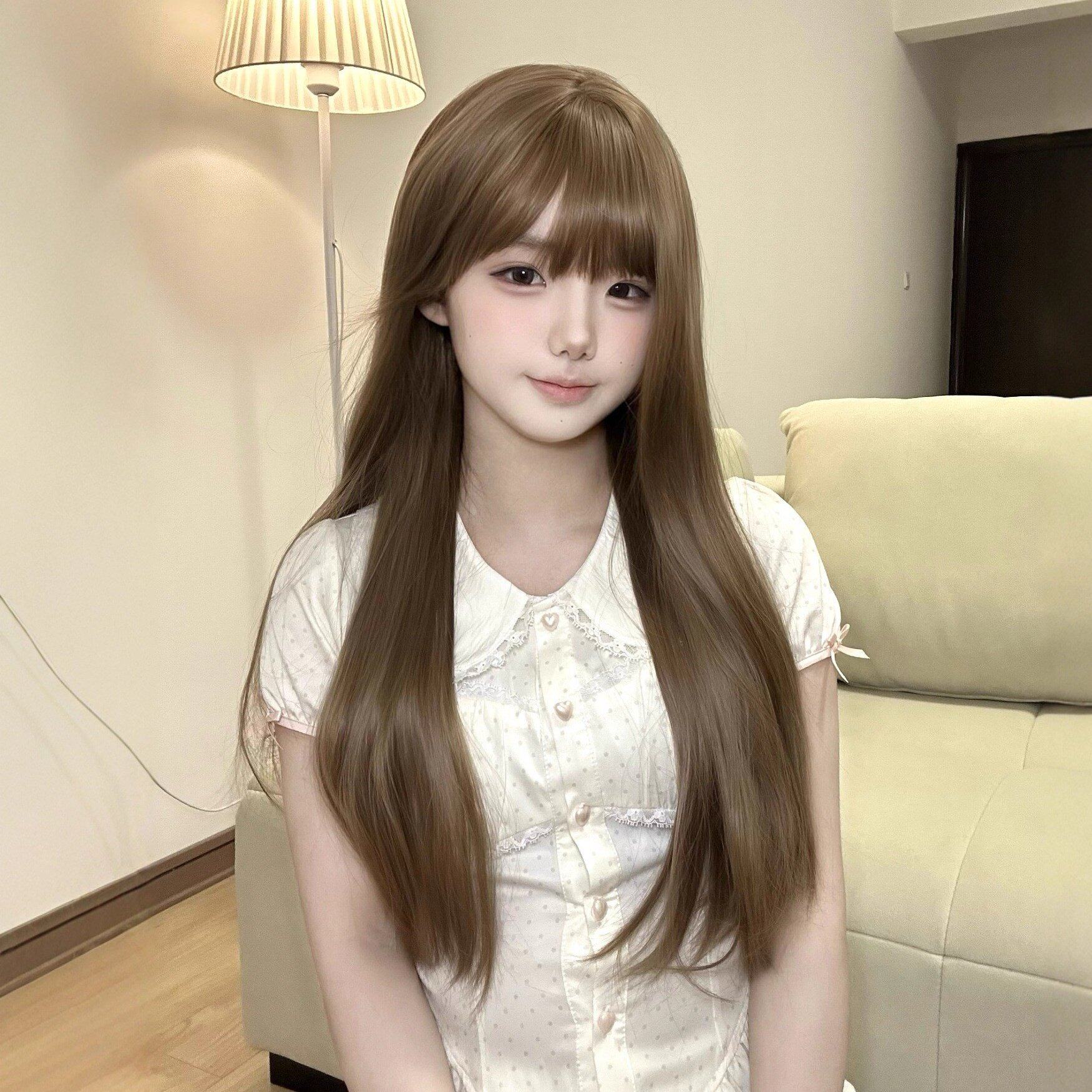 【焦糖拿铁】纤韵佳人假发蜜茶色可爱少萝长直发lolita日常全头套