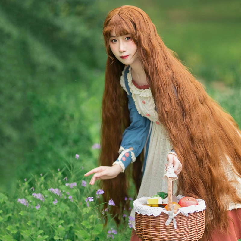 纤韵棕黄色1m长假发女长发lolita玉米羊毛卷森系写真长卷发全头套