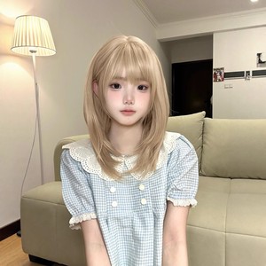 纤韵佳人假发女白金锁骨发y2k网红亚文化齐刘海高层次短直发全头
