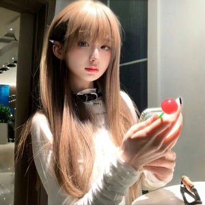 纤韵佳人假发女蜜茶亚麻色长直发Lolita自然逼真主播同款jk全头套