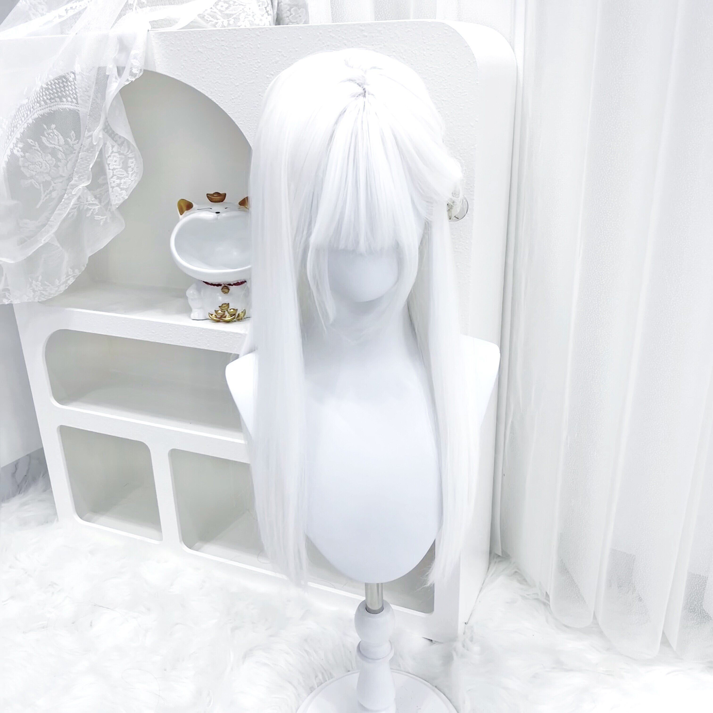 纤韵佳人假发全头套女日系甜美Lolita纯白色长直发万圣节万用cos