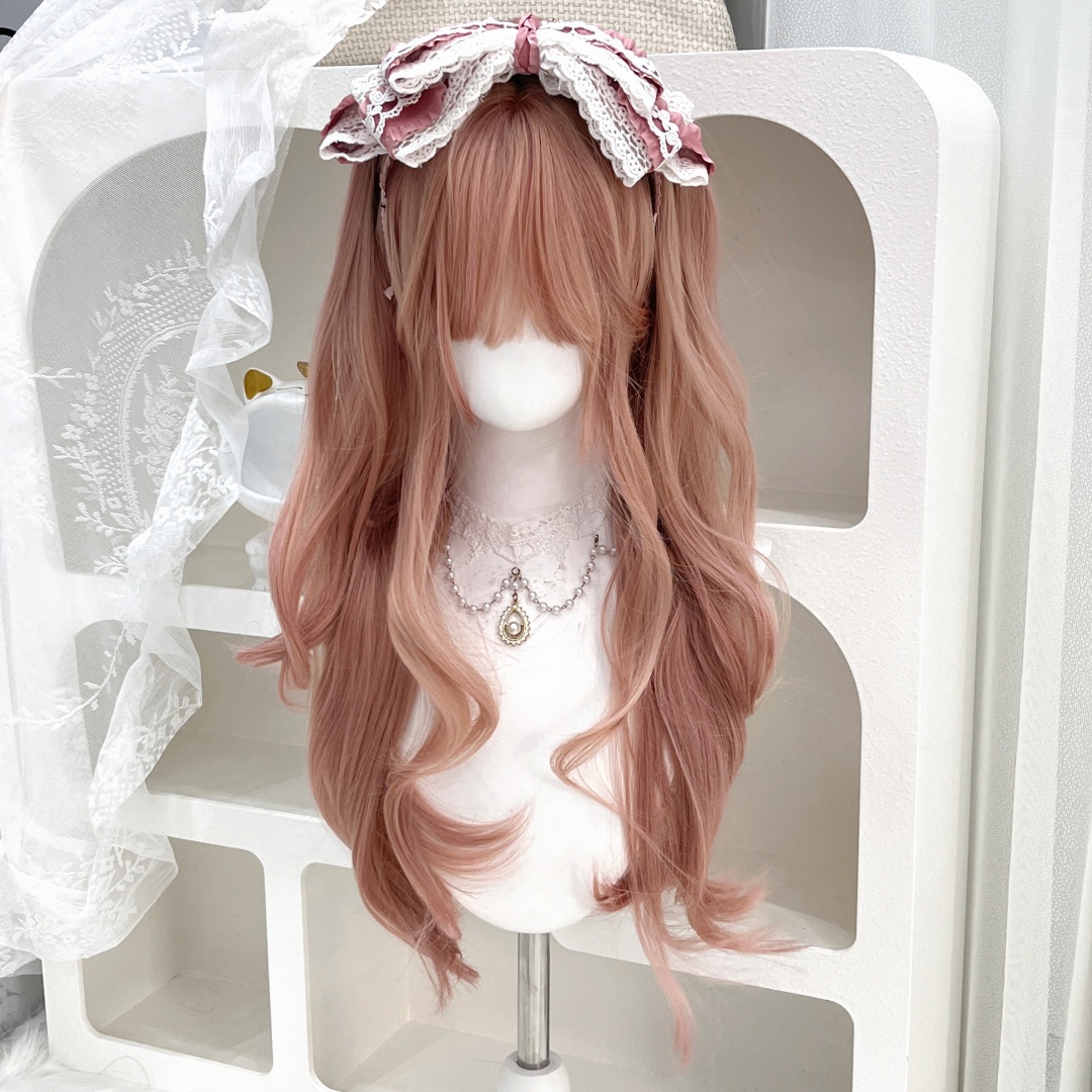【甜心教主】纤韵佳人假发女西柚粉大波浪长卷发lolita俏皮全头套