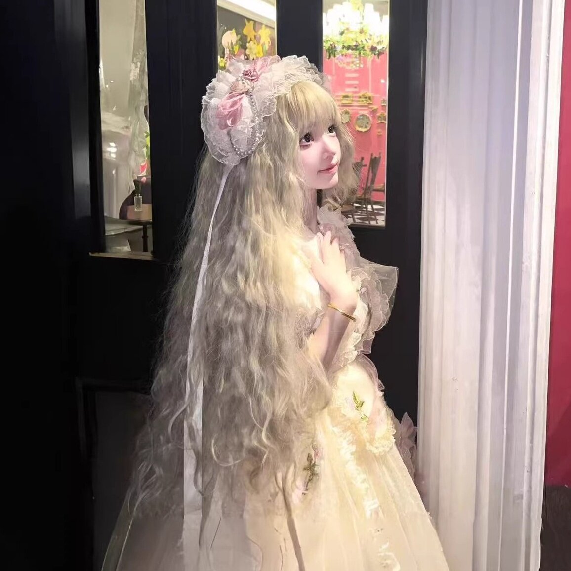 金色假发羊毛卷洛丽塔超长1米全头套女长发万用cos卷发森系lolita