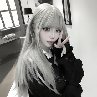 纤韵佳人假发长发银灰色网红甜美lolita自然哑光少萝jk全头套