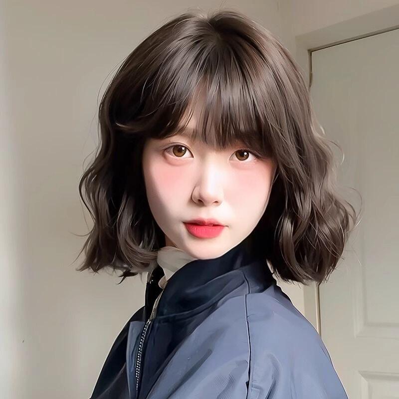 纤韵佳人假发女黑棕色短发短卷发网红Lolita时尚jk逼真自然全头套