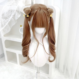 纤韵佳人假发女奶茶香槟大波浪长卷发日常Lolita自然齐刘海全头套