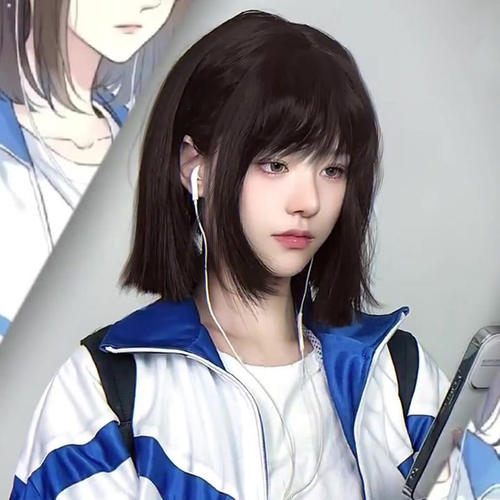纤韵佳人假发短发女黑棕色全头套