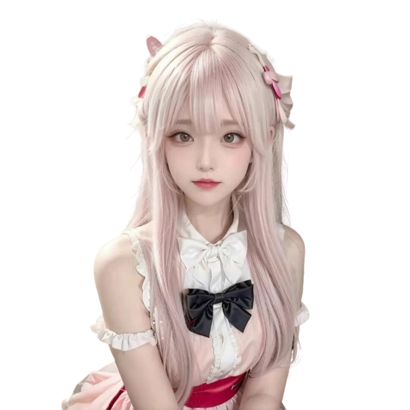 玫瑰粉色假发女长发动漫cos