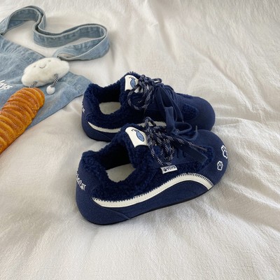 加绒德训鞋子女2025冬季新款爆款保暖厚底防滑学生百搭休闲二棉鞋