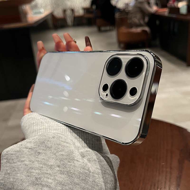 亮面钢琴白适用苹果16Pro手机壳iPhone14ProMax新款极光钻石纹12高级13pro电镀男女pm硅胶软por带镜头膜全包