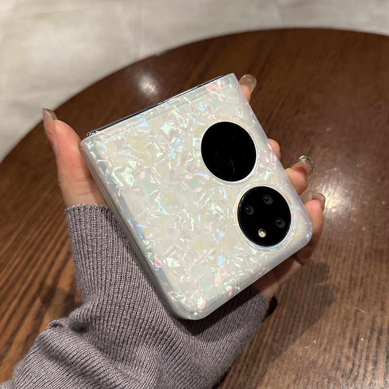 适用华为pocket2手机壳新款折叠P50pockets简约高级贝壳纹2代pocket S硅胶外壳全包防摔折叠屏保护套网红女款