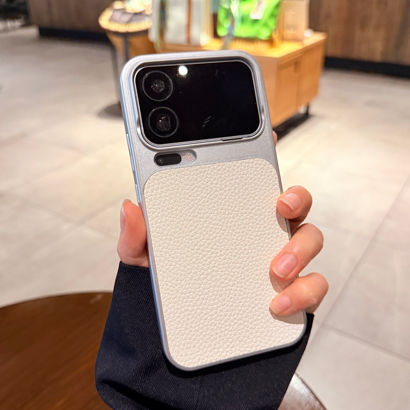高级感银白色适用小米17pro手机壳17promax电镀新款荔枝纹皮质拼接xiaomi17pm镜头膜全包十七por防摔保护套女
