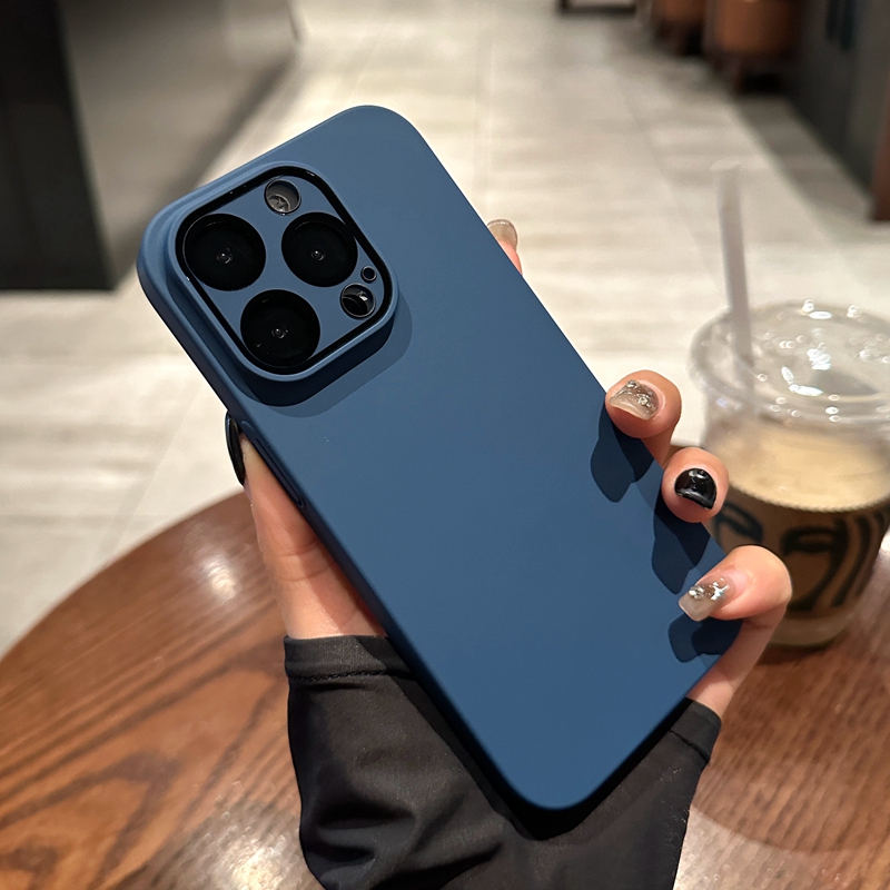 适用苹果15promax手机壳iphone16Pro新款肤感磨砂硬壳14promax自带镜头膜13简约纯色12Pro男女15plus全包14pm