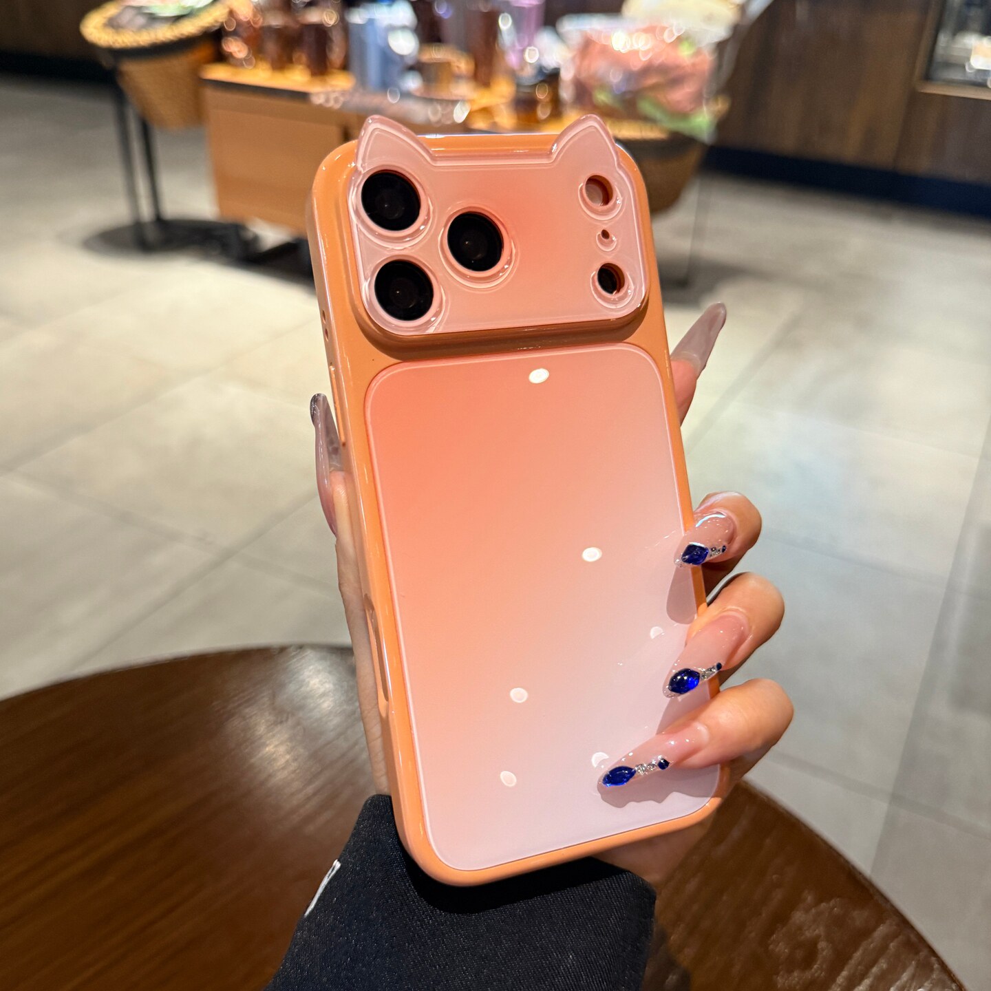 猫耳朵秒变大视窗适用iPhone17promax手机壳苹果18pro高级感ins新款浅橘色渐变16网红女15巨好看14保护套可爱