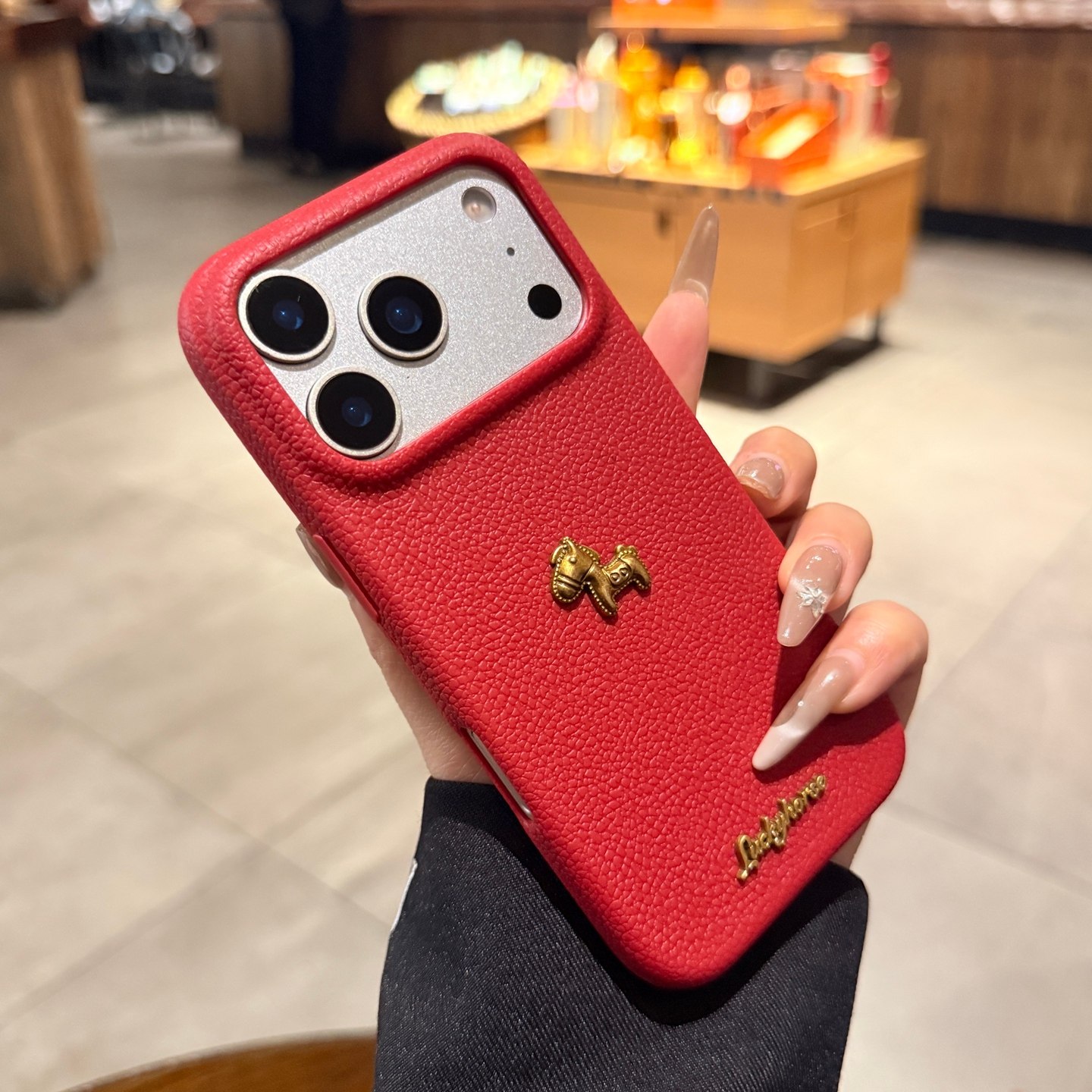 软硅胶荔枝纹适用iphone17手机壳17promax苹果16pro马年新款15立体金马Air本命年红色12喜庆13情侣14保护套女