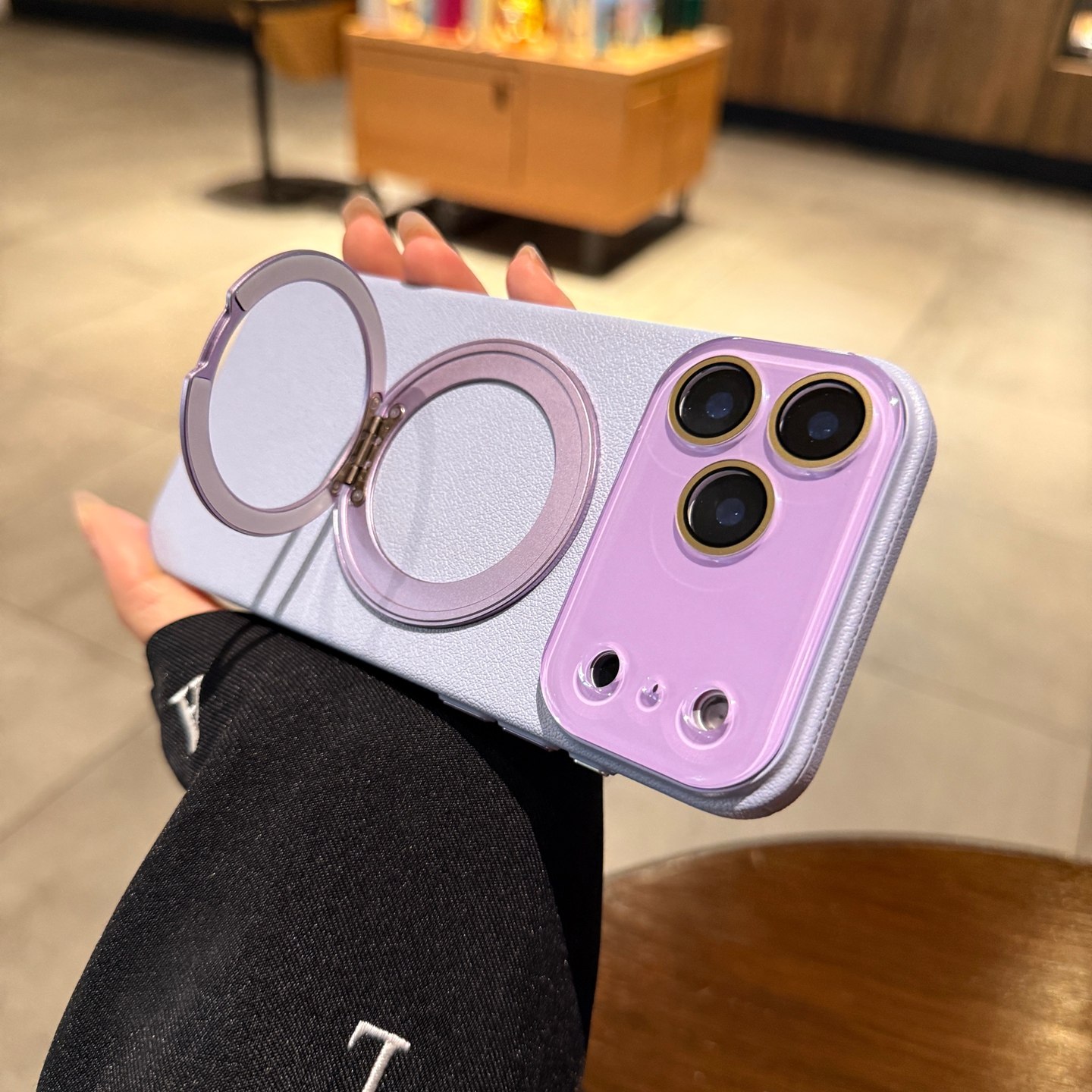 适用苹果17promax手机壳iphone17新款16pro带旋转磁吸支架Air镜头膜全包15紫色13荔枝纹14女12Magsafe保护套