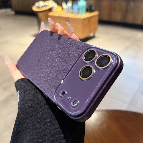 适用苹果17promax手机壳iphone17新款荔枝纹16pro带镜头膜15暗紫色14plus高级13全包超薄女12情侣17Air保护套