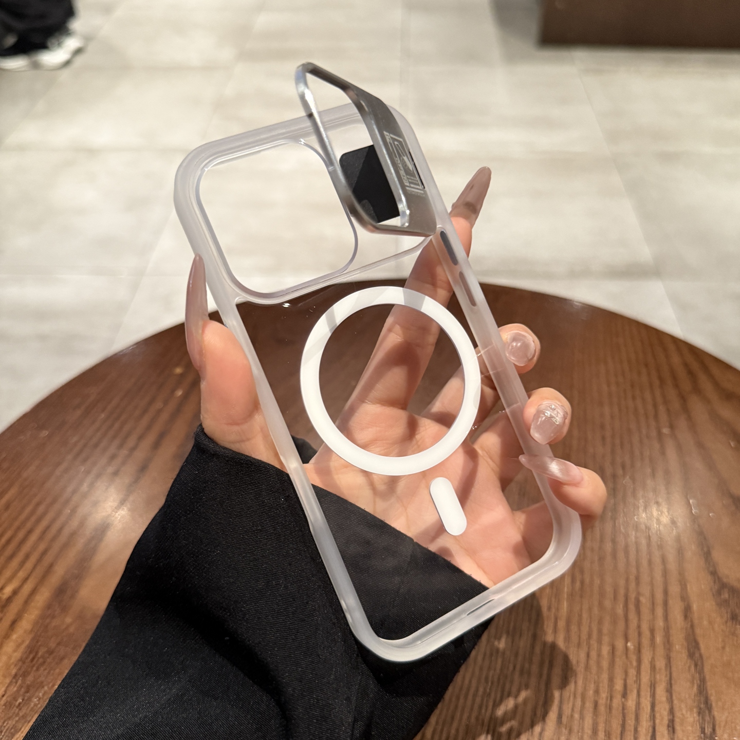 Magsafe磁吸适用苹果16pro透明手机壳隐形支架iphone15proMax新款带金属圈镜头膜14简约plus高级13全包保护套