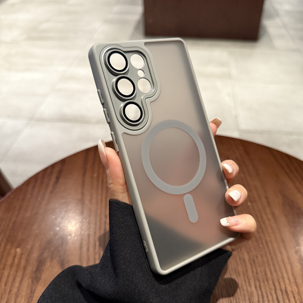 钛灰色超薄磨砂适用三星GalaxyS25手机壳S23plus新款磁吸无线充电S22全包镜头膜S24ultra高级S25edge保护套男