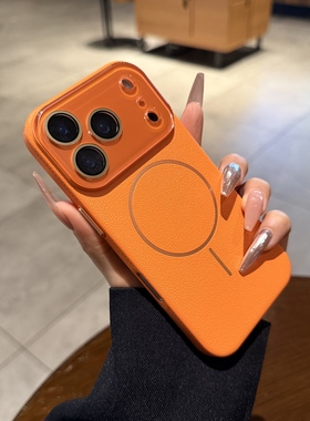 适用苹果17promax手机壳iphone17新款16pro细圈磁吸Air镜头膜全包15星宇橙色13荔枝纹14情侣12Magsafe保护套