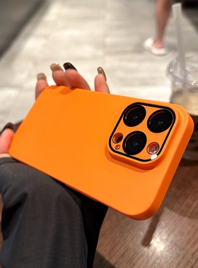 一体镜头膜适用iphone17promax手机壳苹果16pro新款15pro超薄磨砂14简约17Air橘橙色13pm全包防摔12保护套11