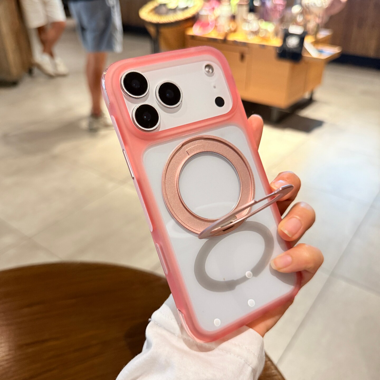 真空气囊四角防摔支点壳适用iPhone17手机壳苹果17promax旋转磁吸支架新款透明粉色16pro情侣全包保护套高级