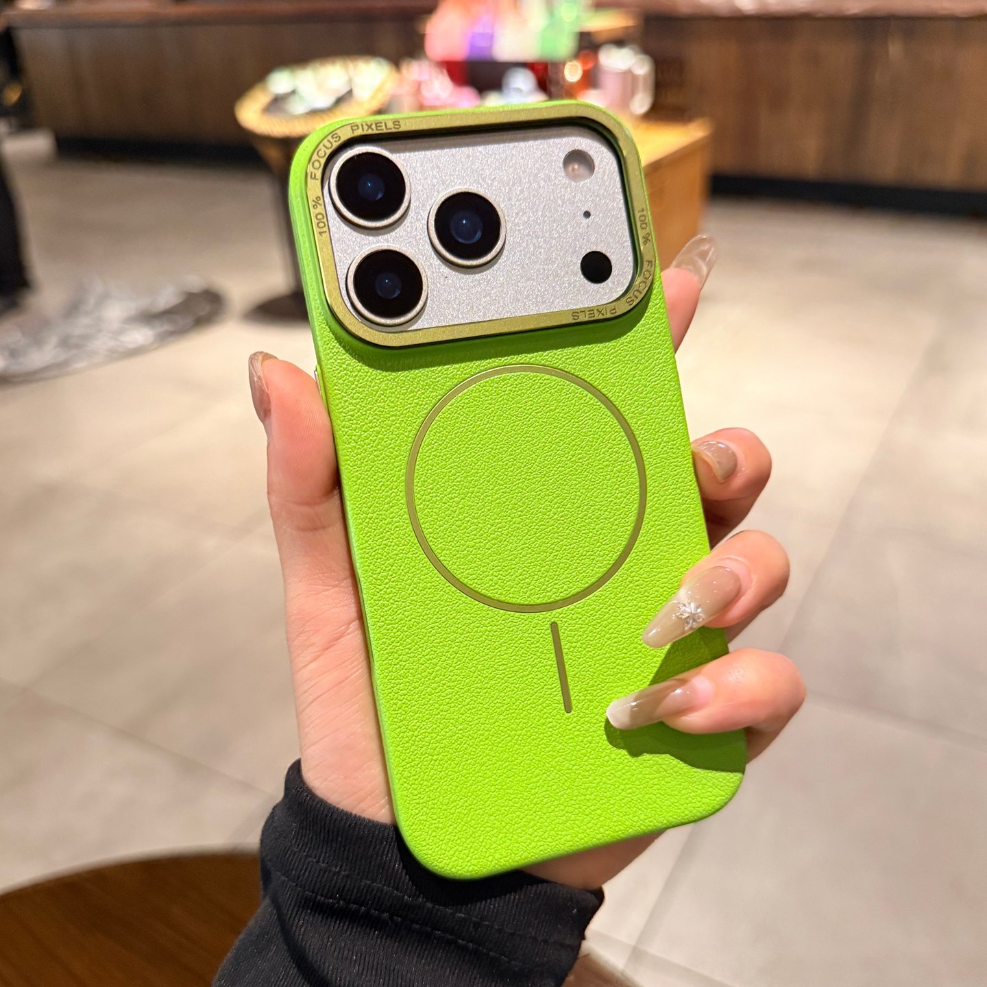 荧光绿色荔枝纹适用iphone17手机壳17promax苹果16Pro新款细圈Magsafe磁吸15情侣14高级感男女13大孔12保护套