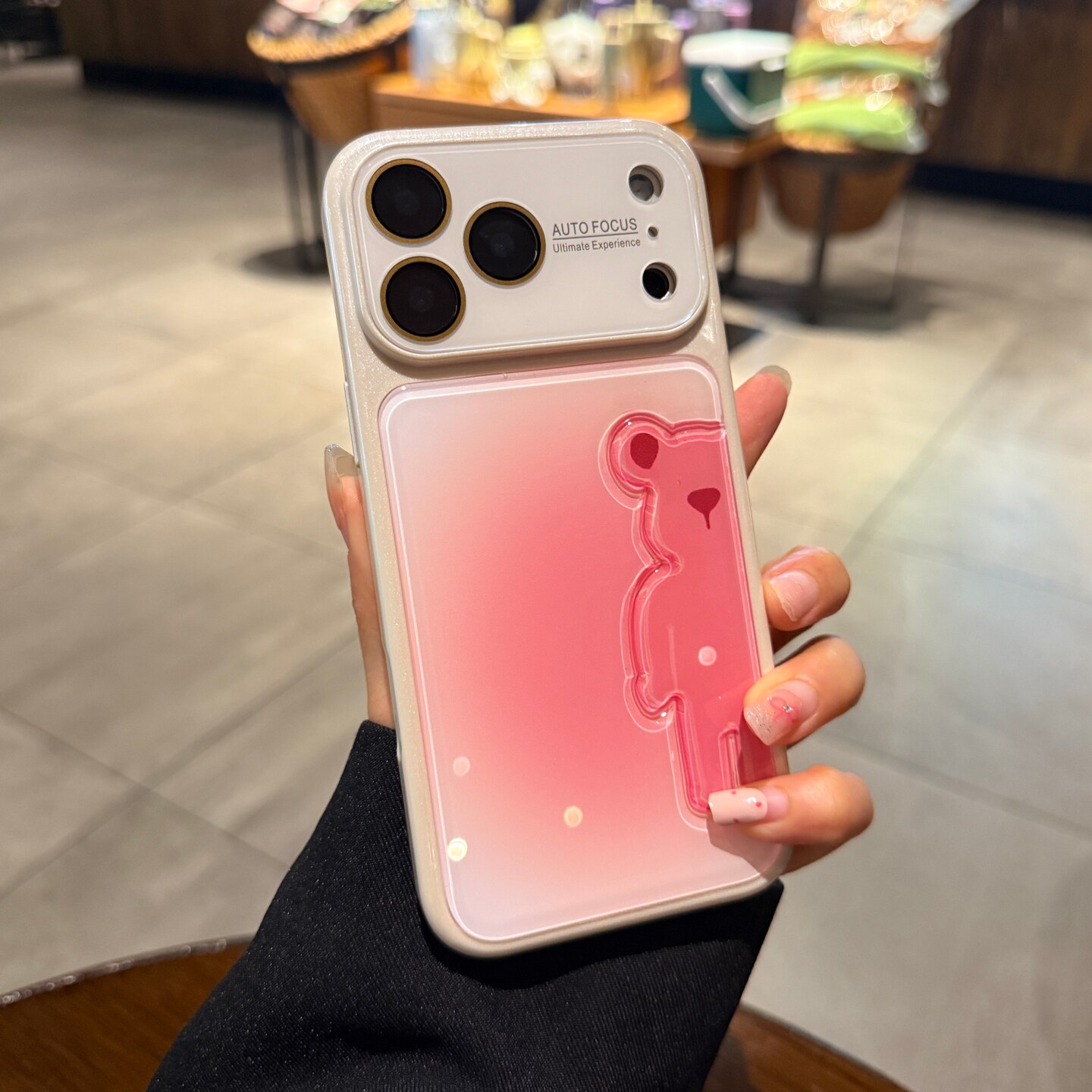 渐变色粉白晕染适用苹果17promax手机壳16pro立体可爱暴力熊iphone17新款潮15情侣高级14全包13P保护套巨好看